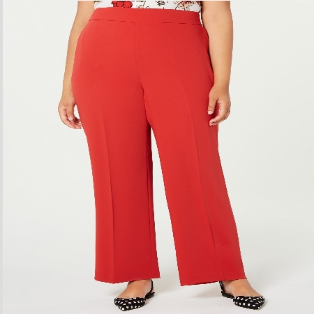 NEW Plus Bar III $89 Red Slacks Pants Trousers Career Fun Holiday Lady's 1X